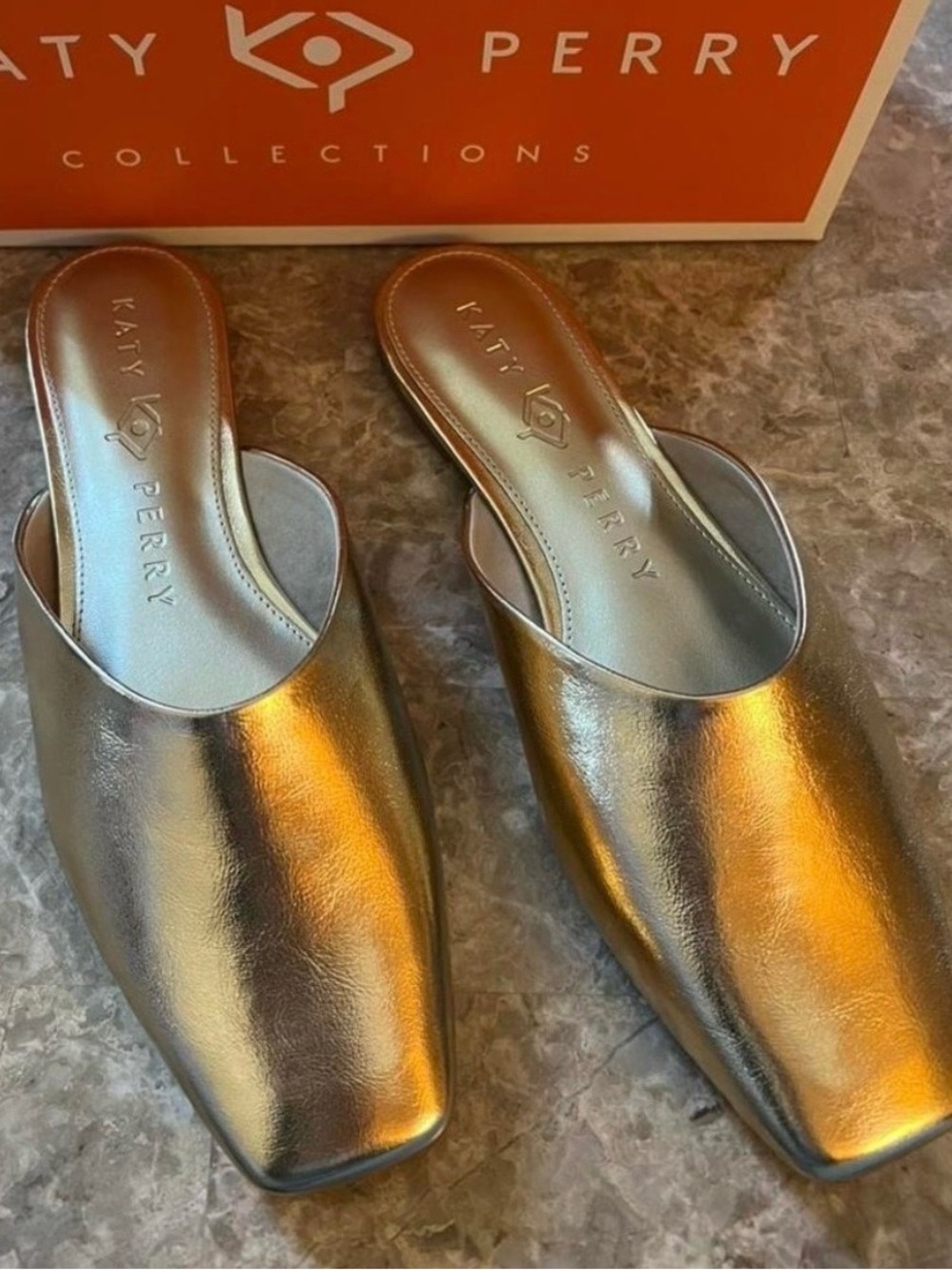 Gold metallic size 9 mules